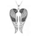 Black White Diamond 925 Silver Angel Wing Pendants Necklace Jewelry